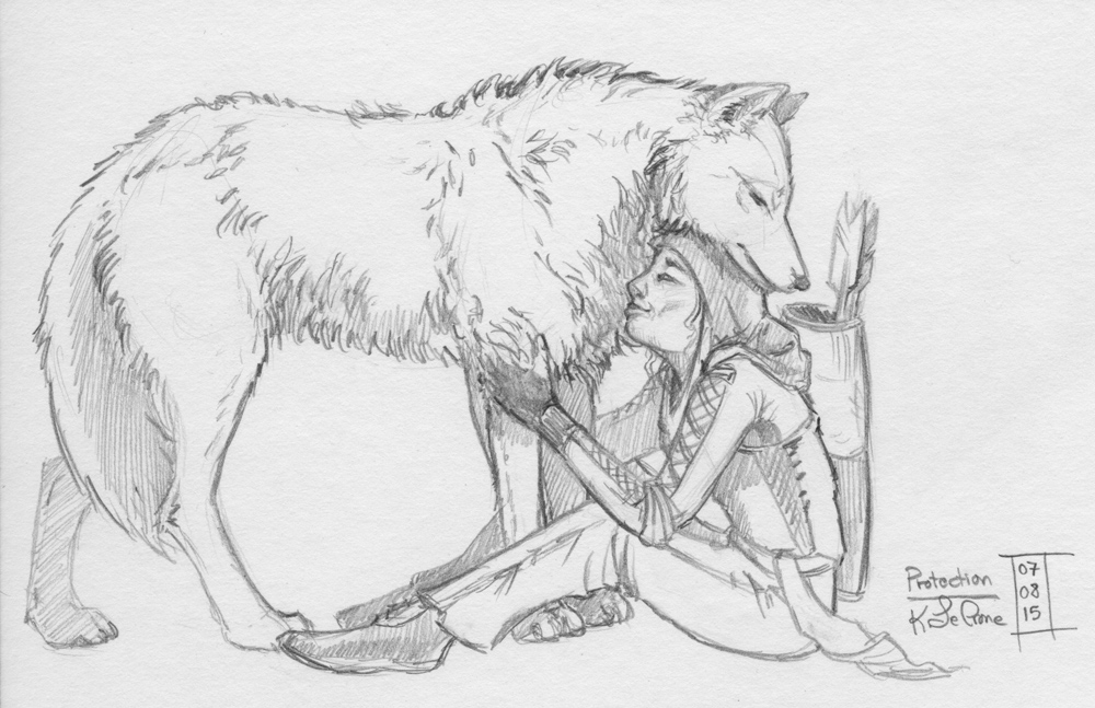 30 Day Story-Sketch Challenge: Day 2: Protection by Dreamspirit