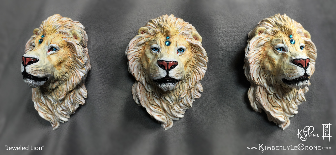 Jeweled Lion Sculpture