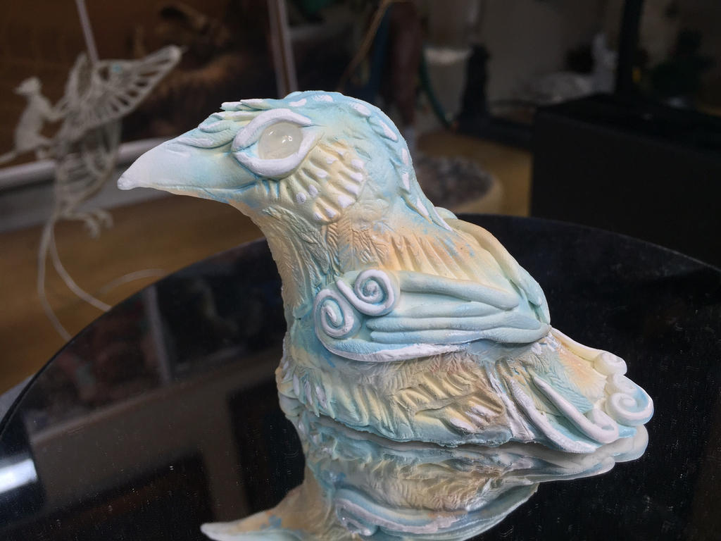Moonstone Raven Sculpture by Dreamspirit