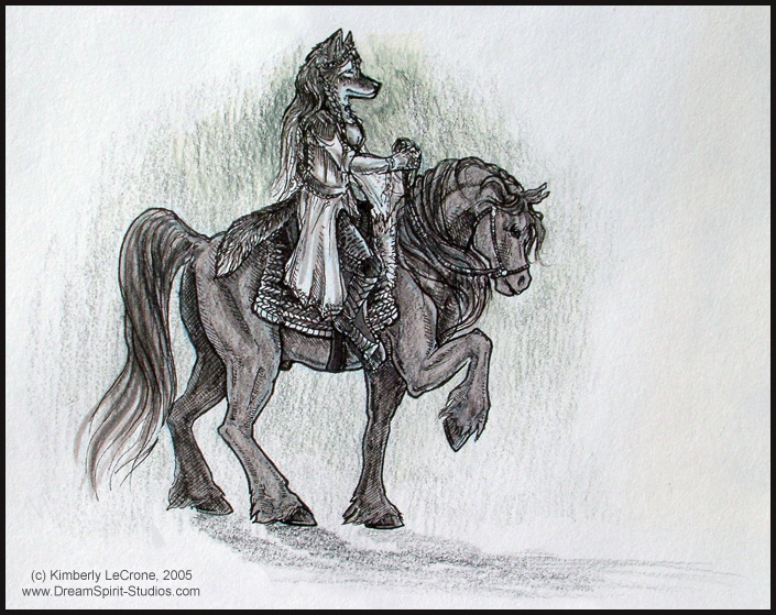 Sketch: Sashah on her Mount Full by Dreamspirit