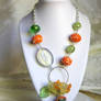 Totoro-orange green necklace