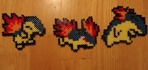 Cyndaquil, Quilava and Typhosion perlers