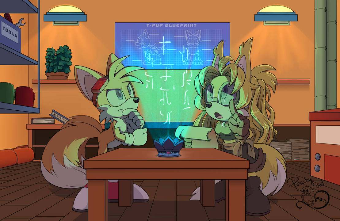 Tails and Serenity In The Lab by PeachyOwlArt on DeviantArt