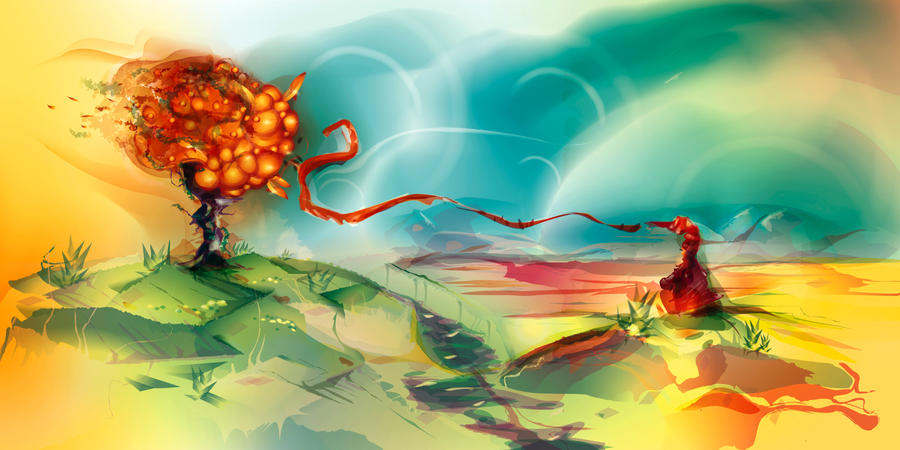 Orange tree and peasant girl by Uzi-Muzi