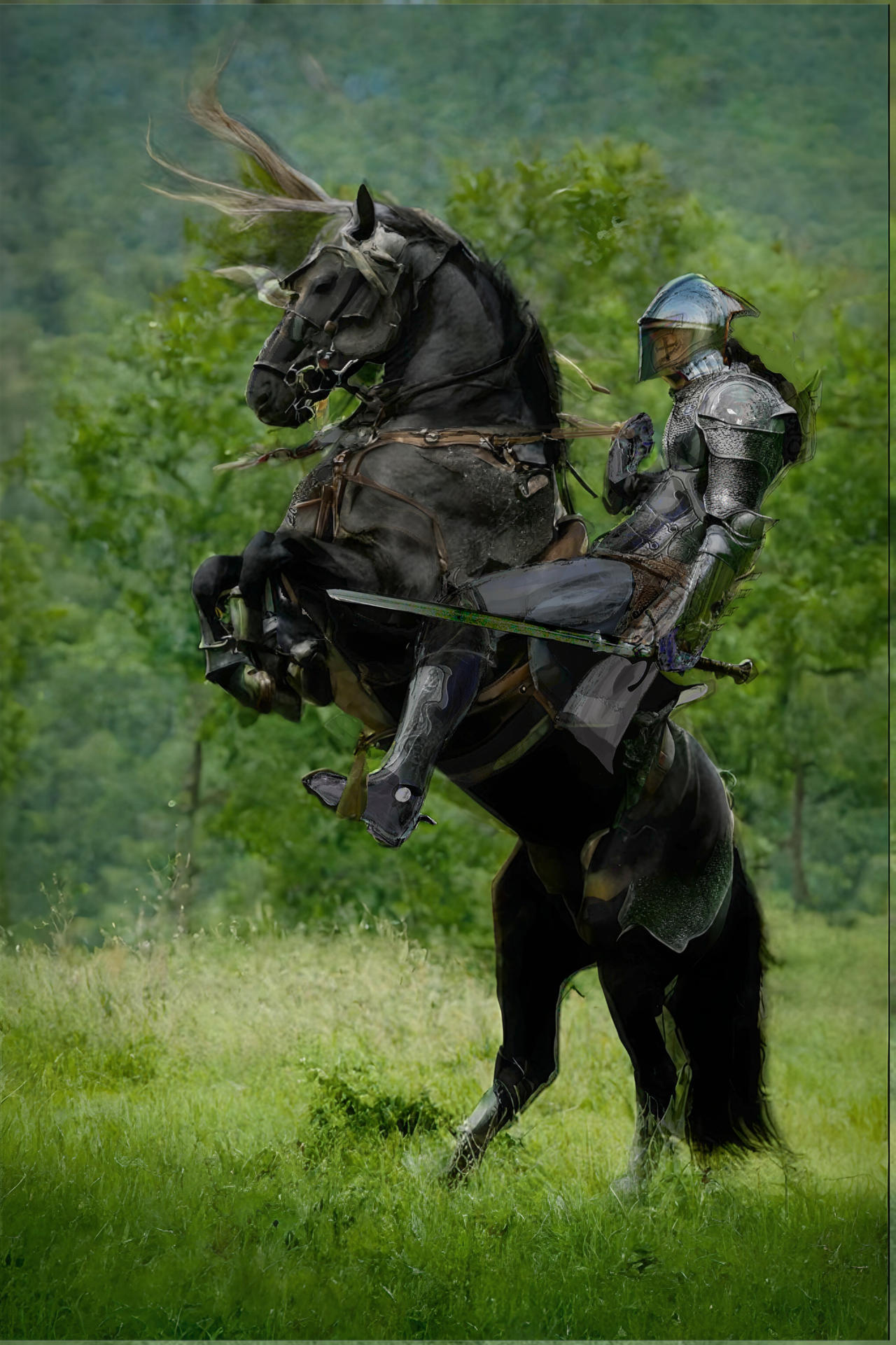 Giraffe Knight Riding Knight on Ramping Horse by Scarday on DeviantArt