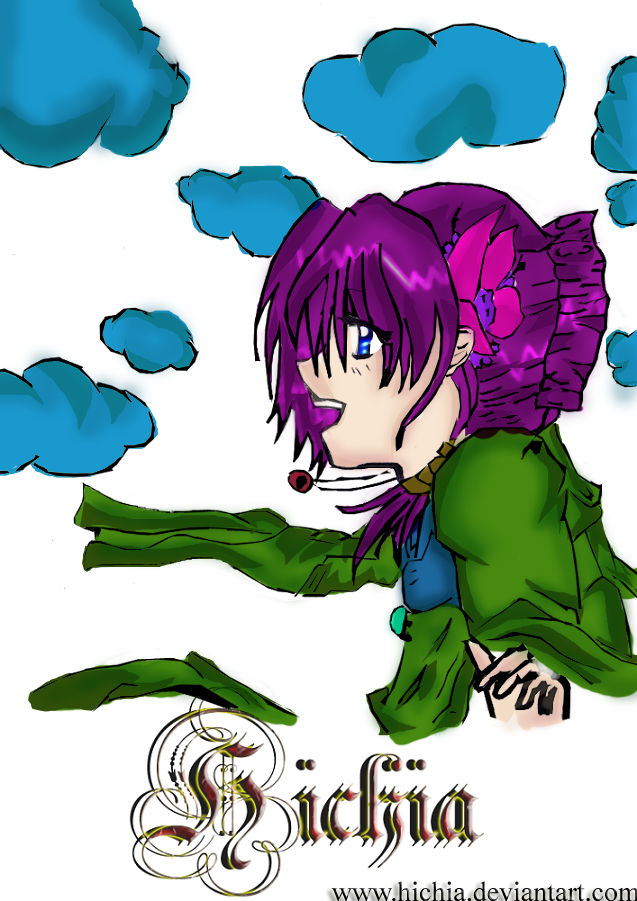 Side view anime girl coloured. by Hichia on DeviantArt