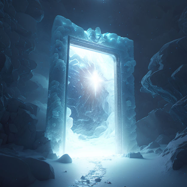 Interdimensional galaxy portal in ice #2. AI Art by bwtdozer on DeviantArt