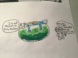 The fish frog dudes a balloon