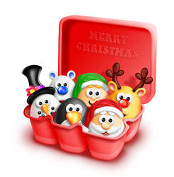 Whimsical Cartoon Eggs in Christmas Carton