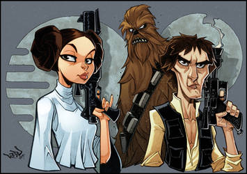 Han, Chewie and Leia in full colour!