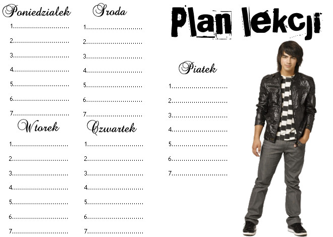 Joe Jonas - Plan Lekcji