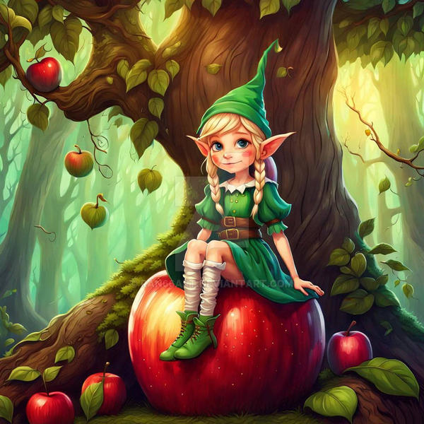 Girl and apples