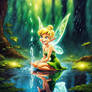 Tinkerbell Kneeling In A Water Puddle