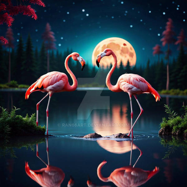 Two Flamingos