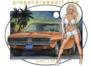 LOVE 2 69 fantasy auto pinup art by Greg Andrews