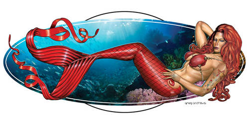 SEE RED Sexy mermaid greg andrews artist art