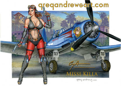 MISSI KILLA Warbird Pinup Art Greg Andrews artist