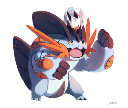 Mega Swampert and Wingull by bluekomadori