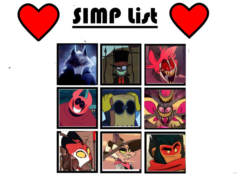 My Simp List by starEmily46 on DeviantArt