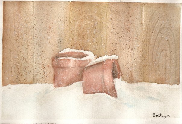 Pots in snow