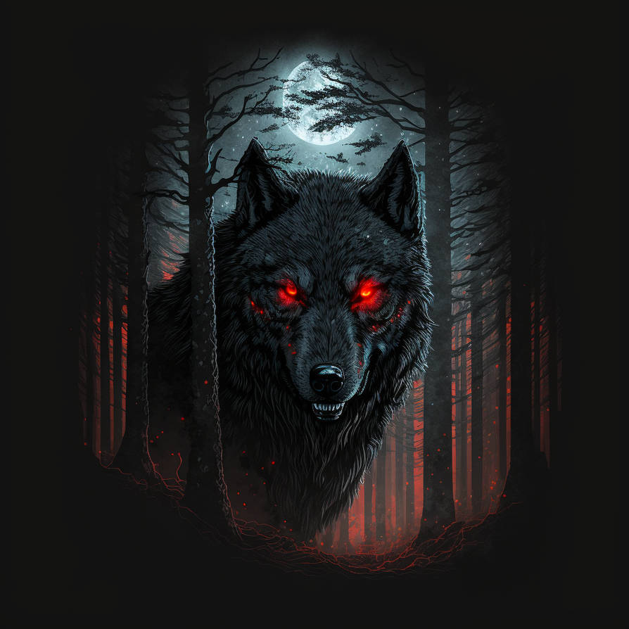 Black Wolf with Red Eyes in by roboprompter on DeviantArt