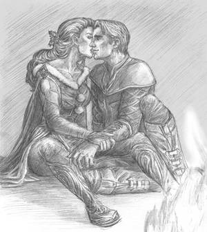 Fireside kiss