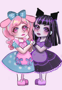 Sanrio my melody and Kuromi fan art chibis