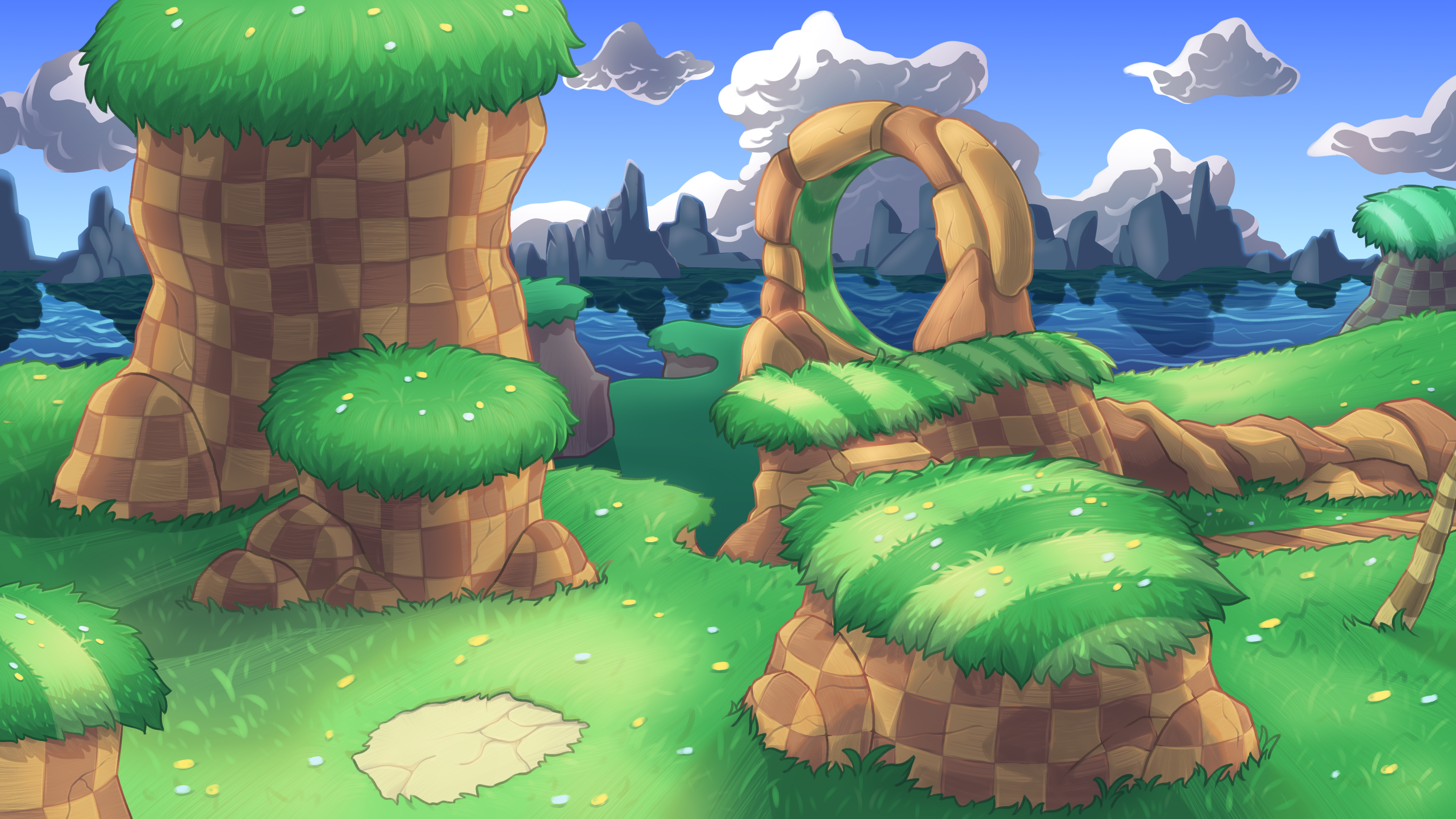 Wender Comm Closed on X: Green Hill Zone Background Remake #Sonic  #SonicTheHedgehog #sonicartist #sonicart #fanart #background   / X