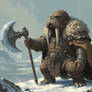 Walrus Barbarian Warrior. Ice Wasteland Character