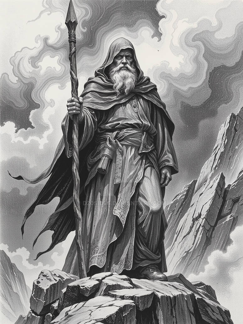 Wizard Fe Black and White Fantasy Wizard Illustration by d20sides on DeviantArt