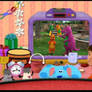 Blue and friends are watching Barney and Friends