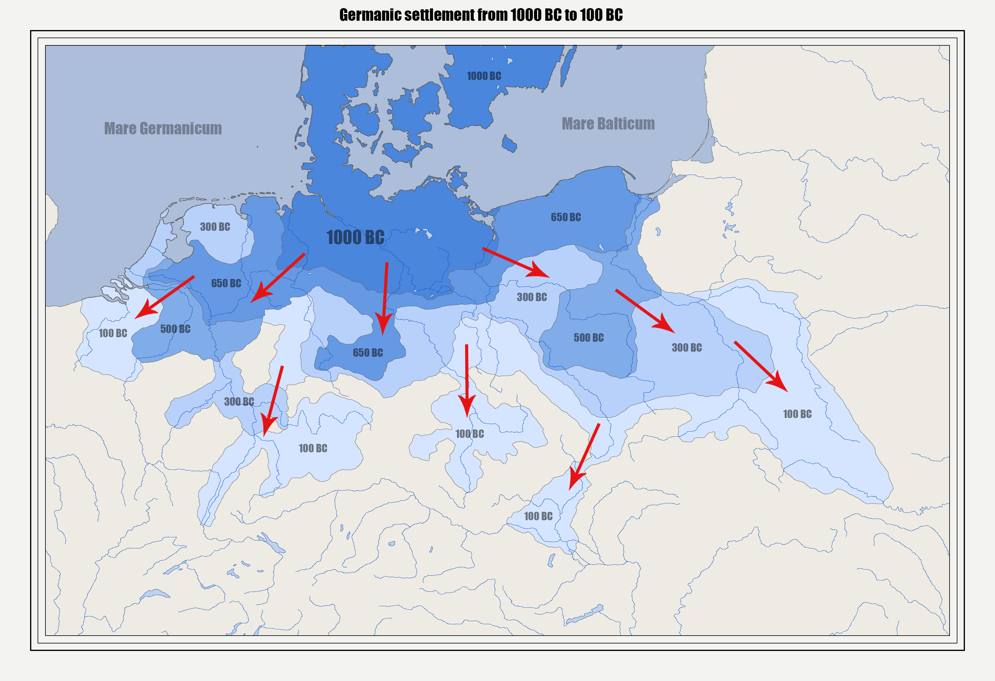 Germanic settlement 1000 BC - 100 BC