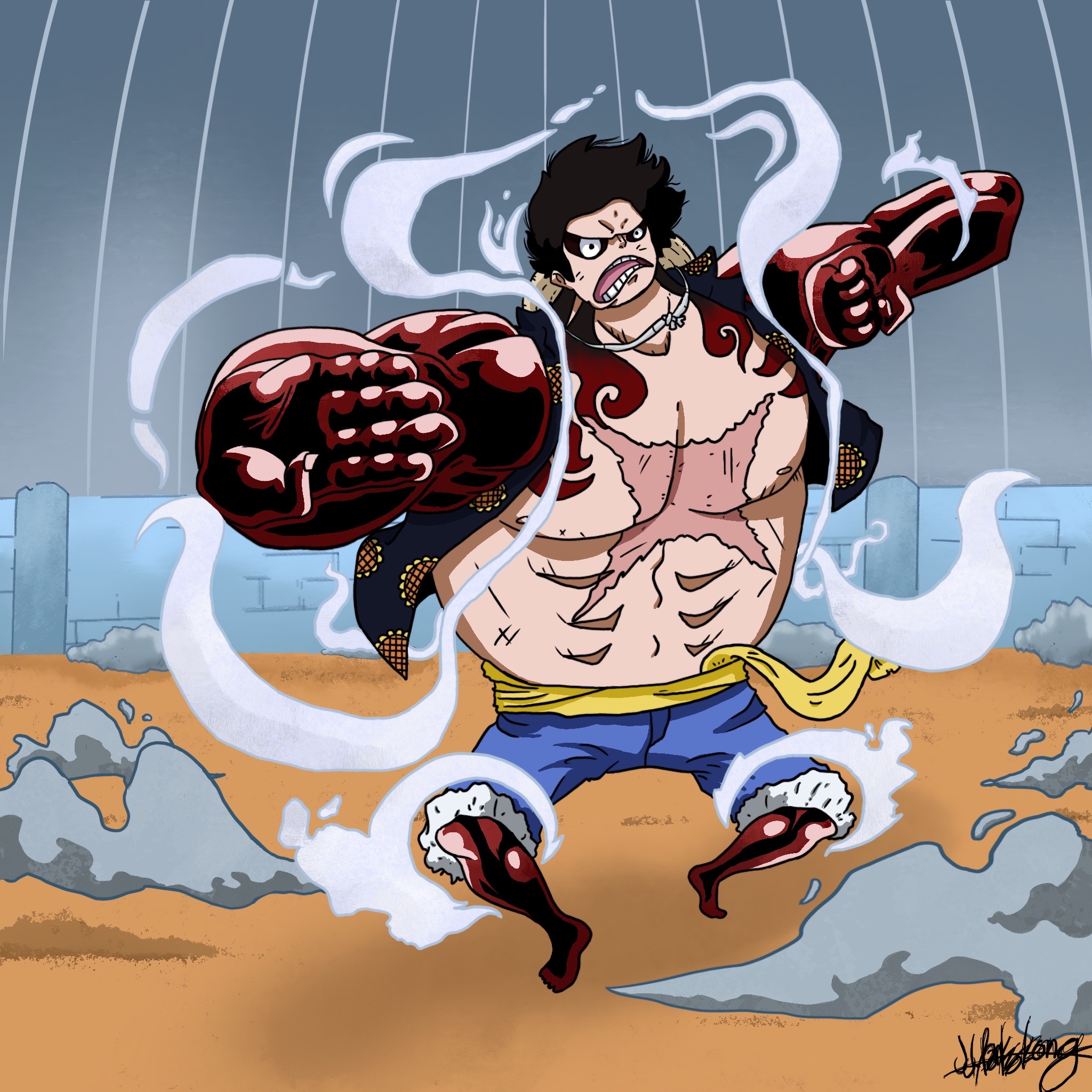 Monkey D. Luffy Gear 4 Bound Man by bodskih on DeviantArt