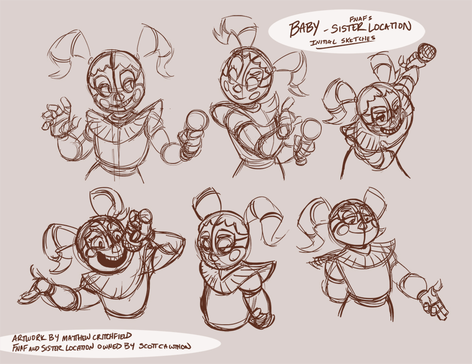 FNAF - Sister Location Baby Sketches 01 - 5-24-16