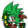 green porcupine with the classic sonic pose