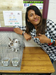 Friend next to a rabbit