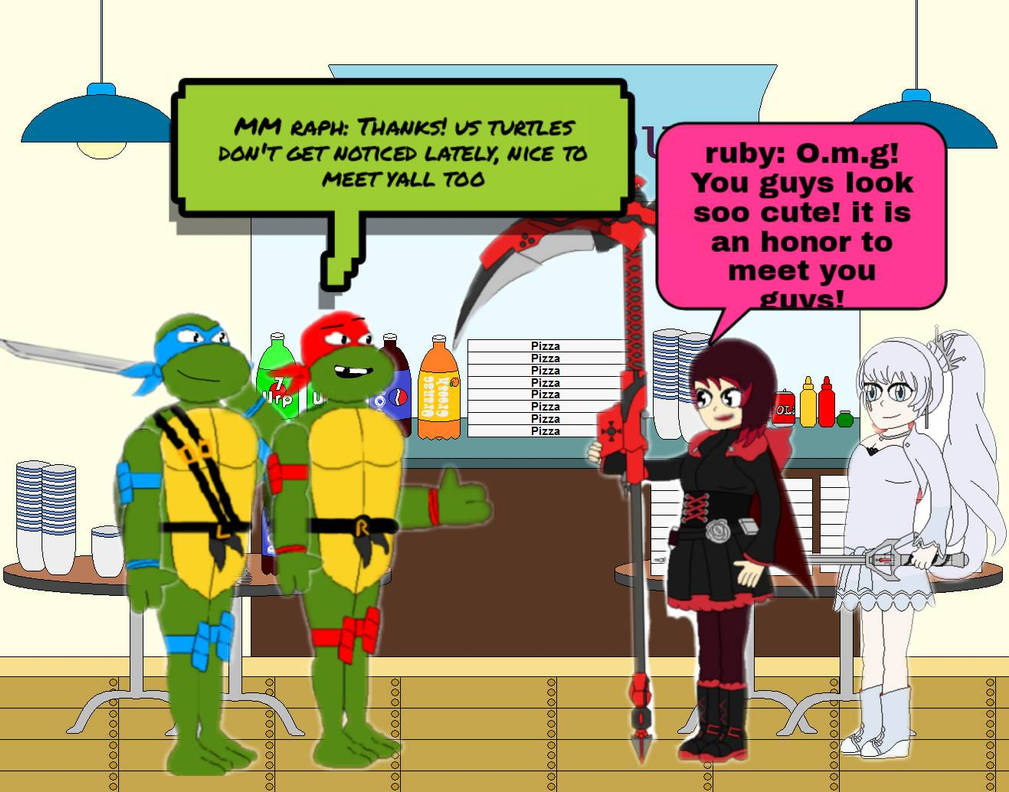 Ruby and Weiss meets MM Leo and raph! by RyuSf22shouryuken on DeviantArt