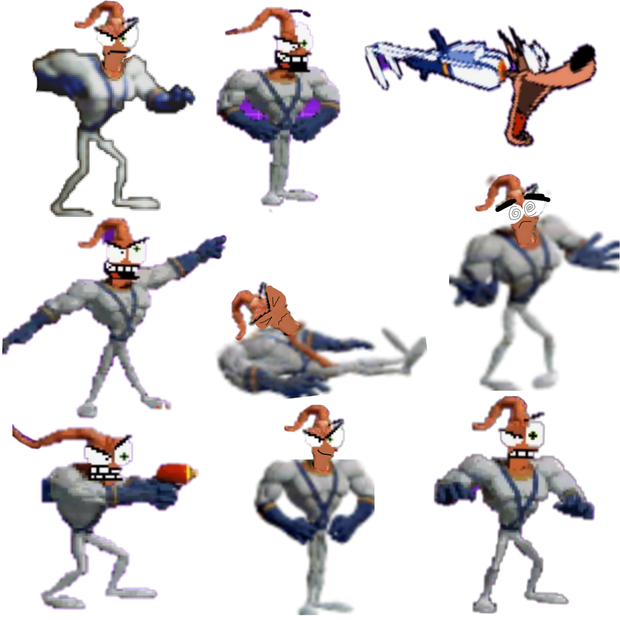 Earthworm Jim expressions by RyuSf22shouryuken on DeviantArt