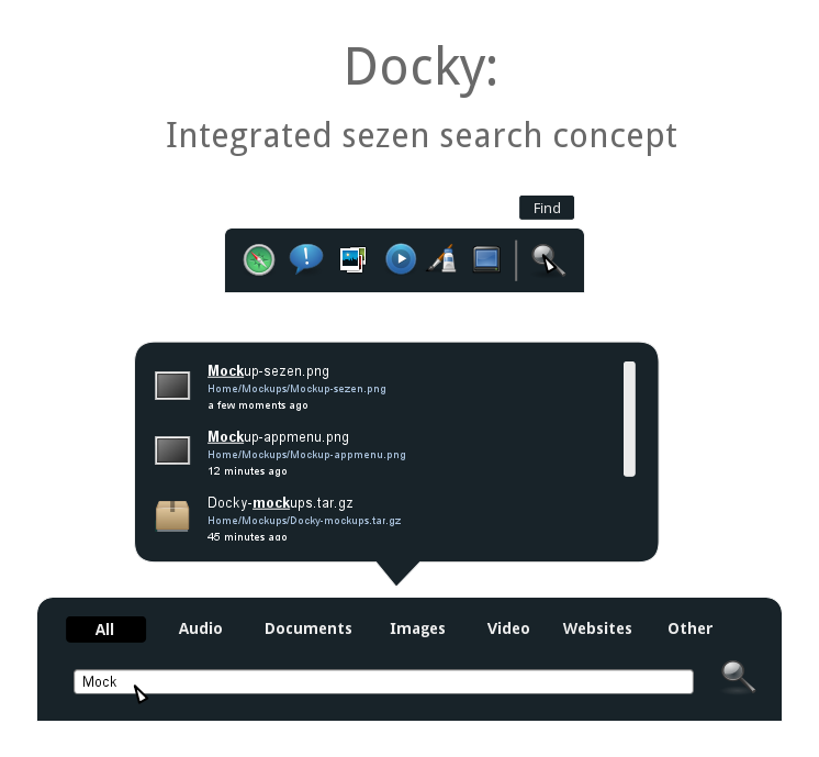 Docky: Integrated sezen search