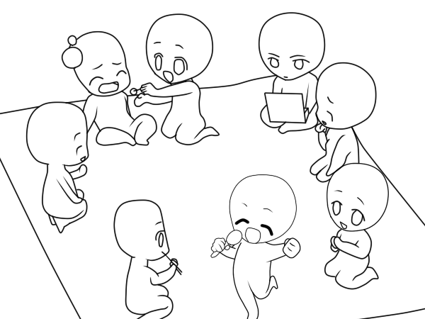 Base Drawing Group : Chibi (children) clothes emotions, love food and
