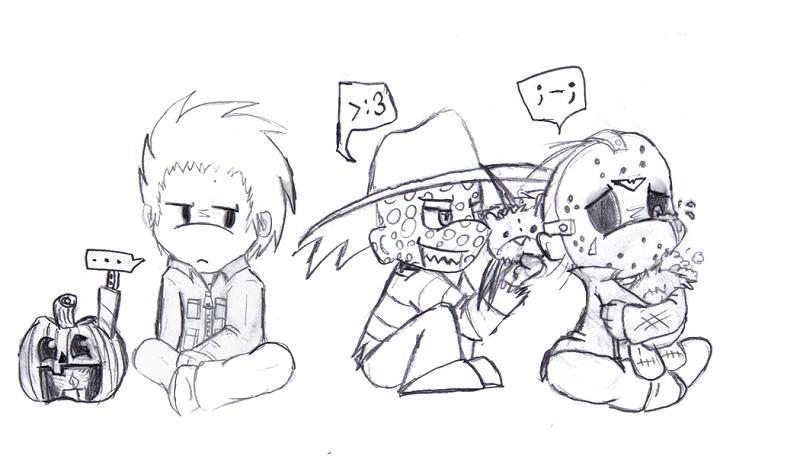 Michael Freddy and Jason chibi