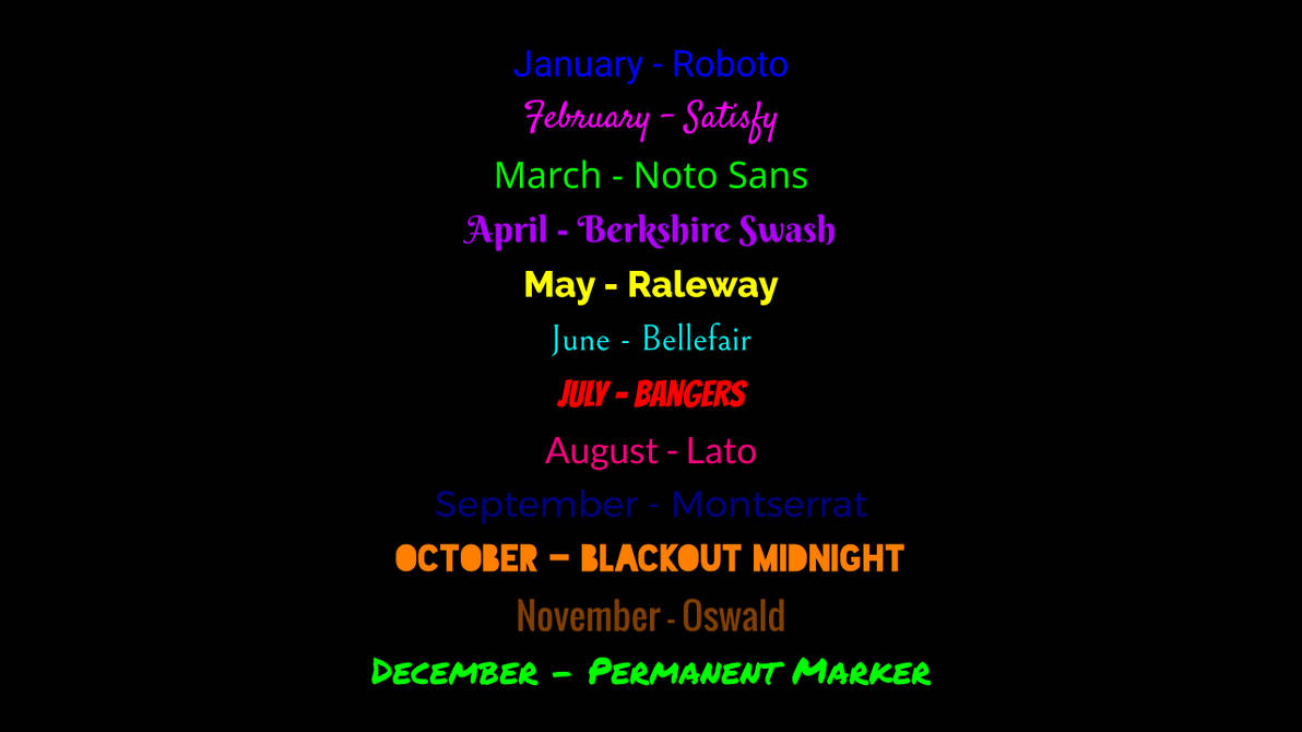 Font Month Deviantart Fonts for each month of the year by KJRichardson2009 on DeviantArt