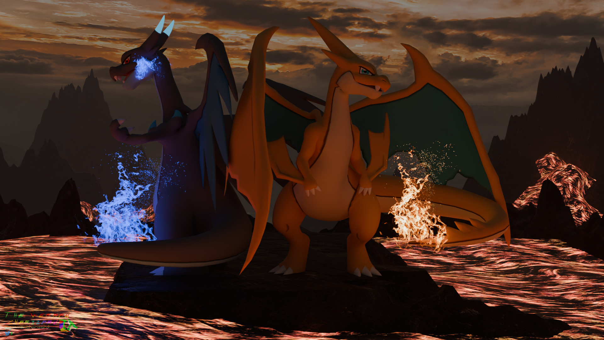 Charizard Raging The tow flaming Charizard's : Blender Render by TheGermanCharizard on ...