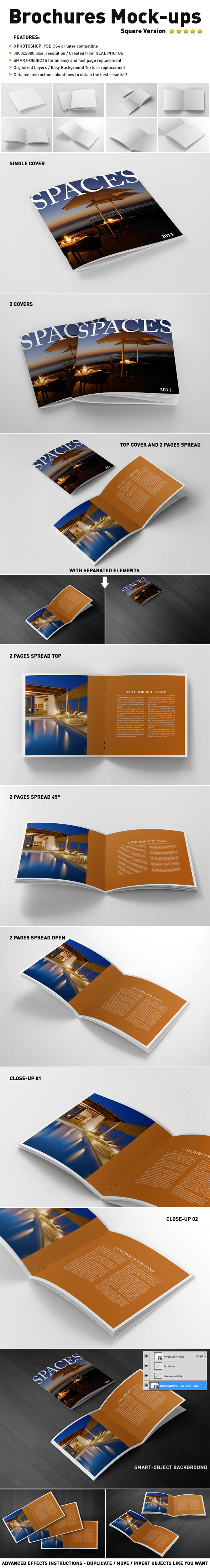 Photorealistic Square Brochure Mock-ups