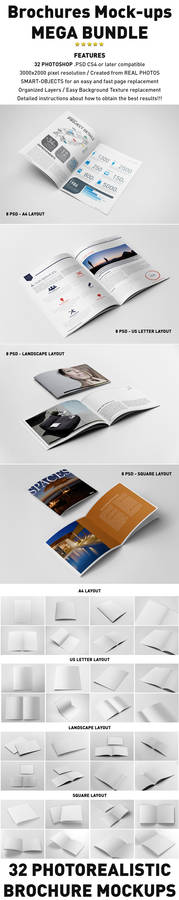 Photorealistic Brochure Mockups Bundle Templates