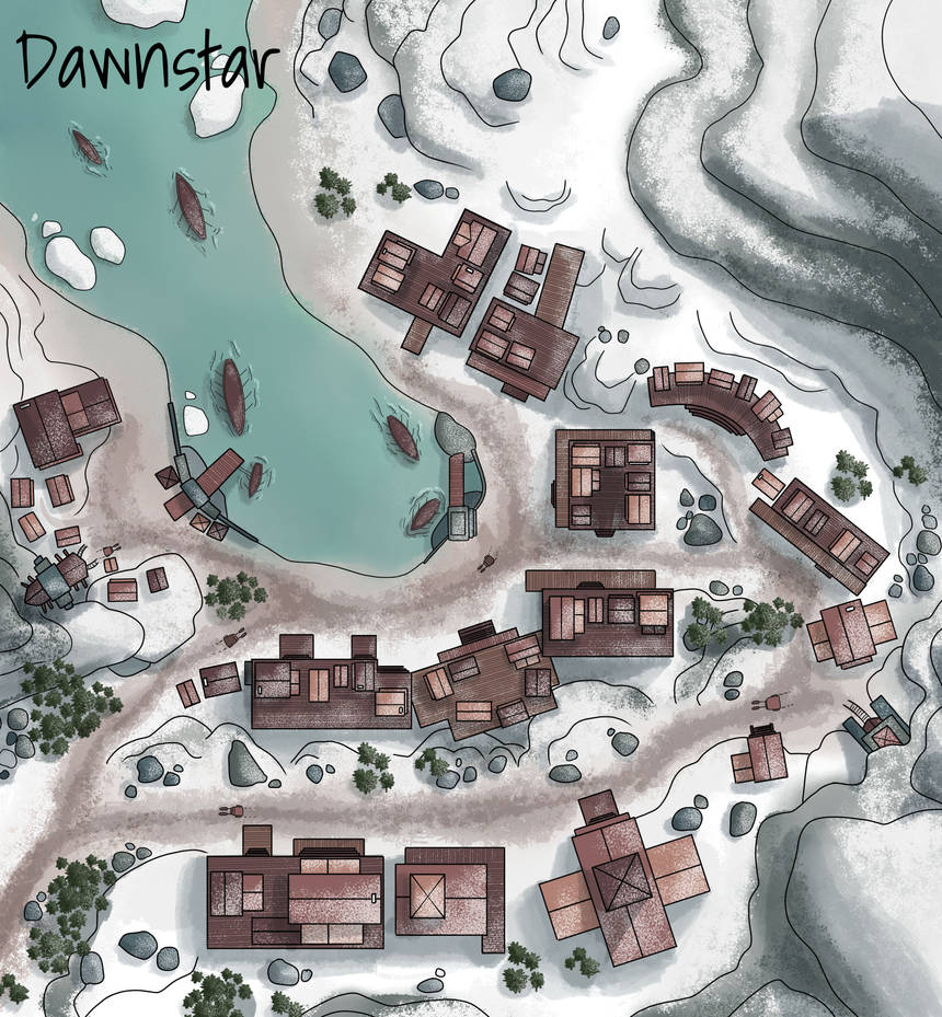 Dawnstar map Illustration by ConnorMacPhie on DeviantArt