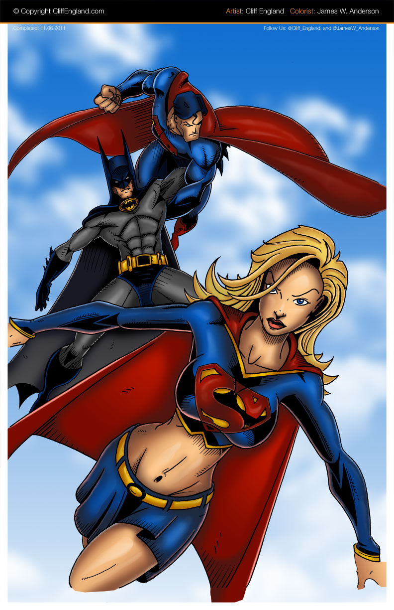 Supergirl, Batman and Superman Colored by CliffEngland on DeviantArt