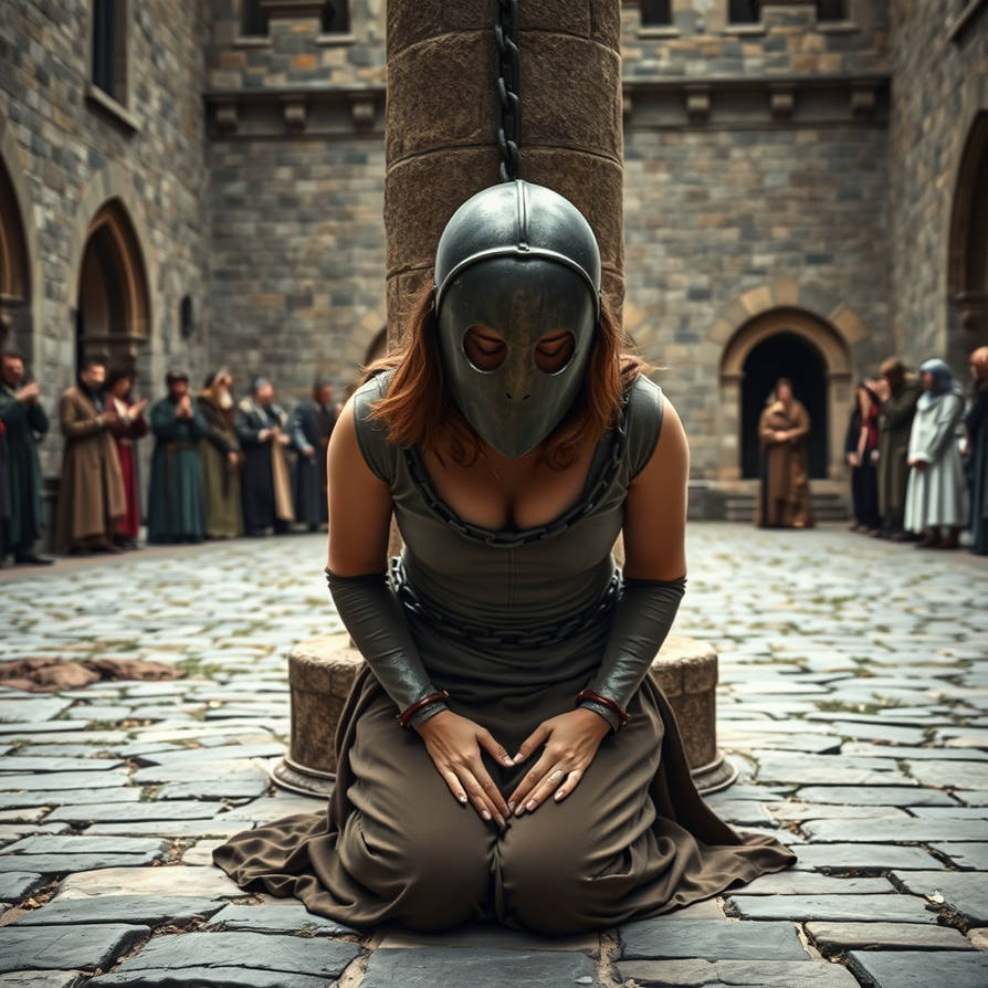 In the pillory in the castle courtyard