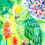 Parrot Painting in Watercolor and Ink
