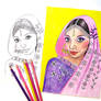 Diwali - Indian Girl Coloring Page